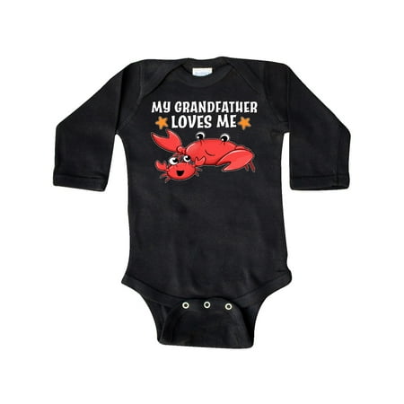 

Inktastic My Grandfather Loves Me- cute crab family Gift Baby Boy or Baby Girl Long Sleeve Bodysuit