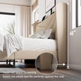 thumbnail image 6 of Einhomn Full Size Bed Frame with Charging Station ,Upholstered Platform Bed Frame with Storage Wingback Headboard, Metal Support No Noise No Box Spring Needed, Beige, 6 of 6