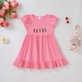 thumbnail image 2 of Quealent Toddler Baby Girl Back to School Dress Crayon Bow Embroidery Puff Sleeve Dresses Summer Clothes (Red, 2-3 Years), 2 of 9