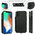 thumbnail image 2 of Wallet Case for Apple iPhone XS Max, with Crossbody Shoulder Strap & Hand Wrist Cards Holder Zipper Pocket Stand Feature Full Protective Shockpoof Phone Case for iPhone XS Max, Black, 2 of 7