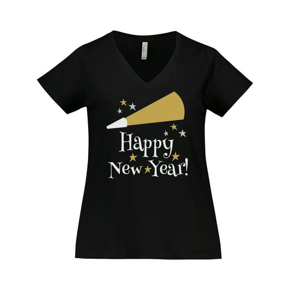 Inktastic Happy New Year Holiday Women's Plus Size V-Neck T-Shirt