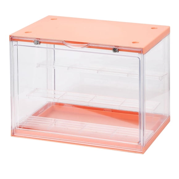 Vogacara Clear 3 Tier Display Case Shelf Dustproof Holder Showcase Juguetes Rosa