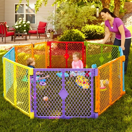 Toddleroo Superyard Colorplay Portable Indoor & Outdoor 8-Panel Play Yard, Multicolor