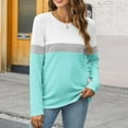 thumbnail image 7 of Long Sleeve Shirts For Women Color Block Tunic Tops Casual Shirts Round Neck Pullover Womens Long Sleeve Tops, 7 of 7