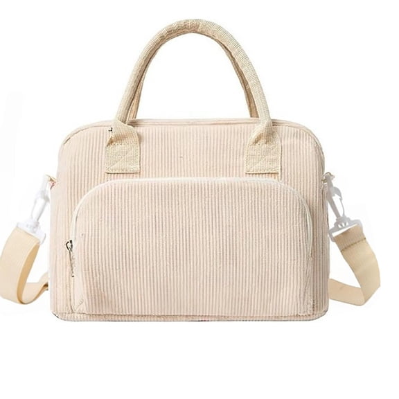 Goowood Leakproof Insulated Lunch Bag Women Corduroy Lunch Box Reusable Cooler Tote with Strap for Work Office Picnic Travel Gifts
