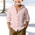 thumbnail image 3 of XXWXYD Boys Linen Shirts Button Up Cotton Hooded Long Sleeve Lightweight Summer Beach Boho School Tee Tops, 3 of 4