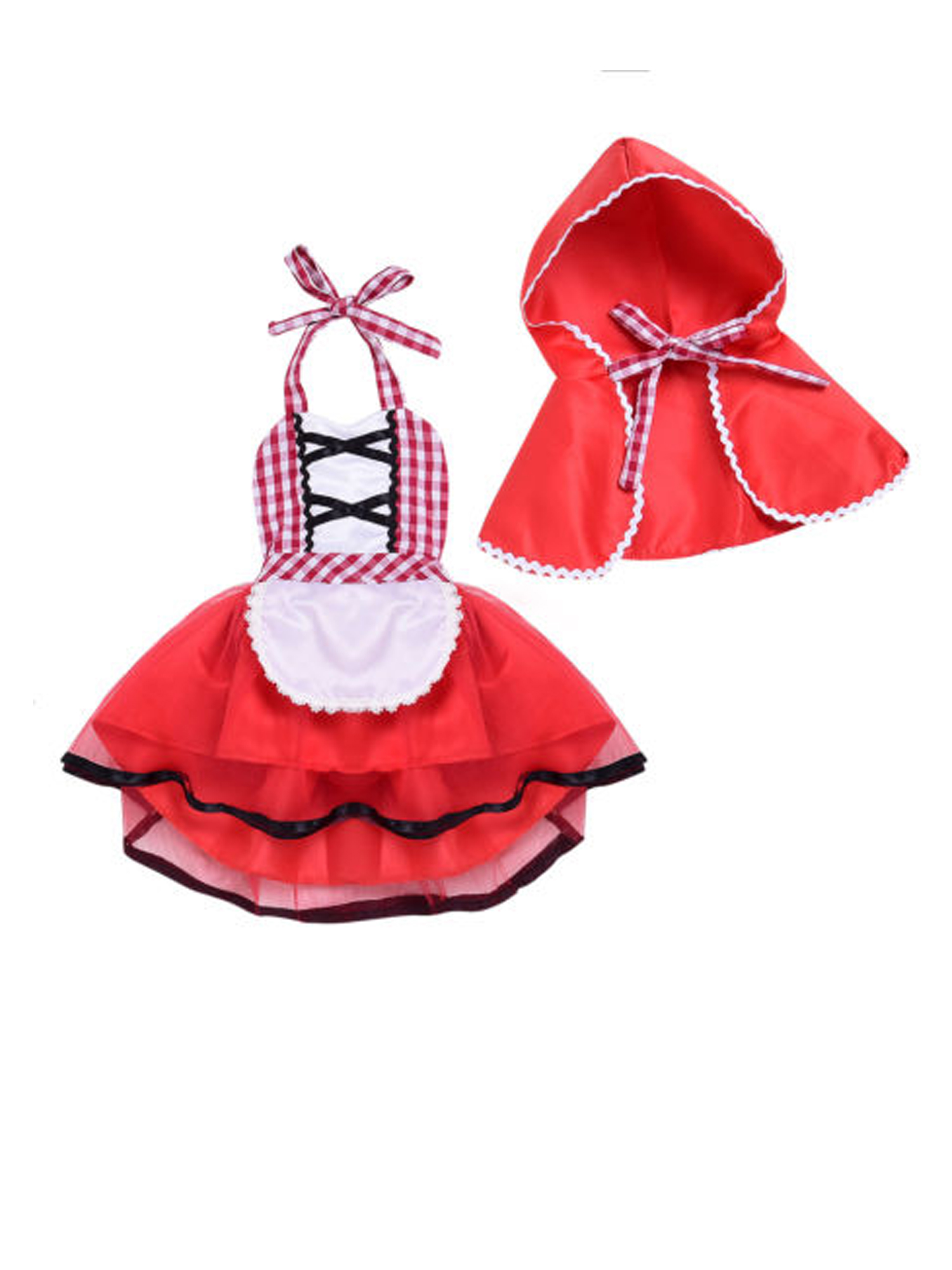 Eyicmarn Cosplay Little Red Riding Hood Garment for Babies with Cape - image 3 of 6