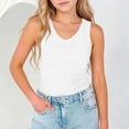 thumbnail image 6 of Tdoqot Girls Ribbed Tank Tops- V Neck Slim Fit Casual Summer Kids Sleeveless Shirts White Size 5-14, 6 of 7