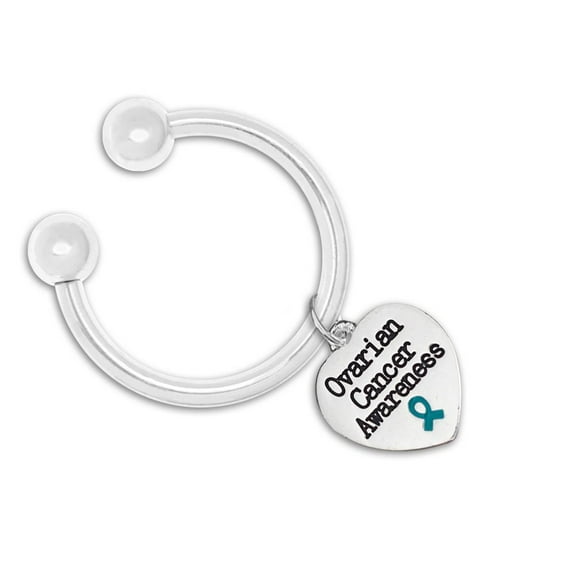 12 Pack Ovarian Cancer Awareness Heart Key Chains (12 Keychains)
