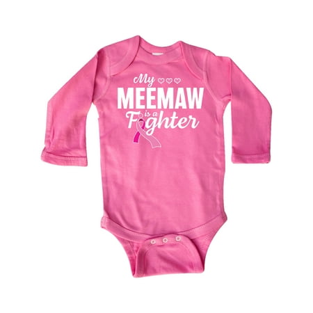 

Inktastic Breast Cancer Awareness My Meemaw is a Fighter Gift Baby Boy or Baby Girl Long Sleeve Bodysuit