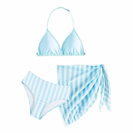 Girls Swimsuit 3 Piece  Girls Bathing Suit Tropical Floral Bikini Set with Cover Up Skirt Bikini Sets Girls Tankini Swimsuit Summer Beach Sport Swimwear