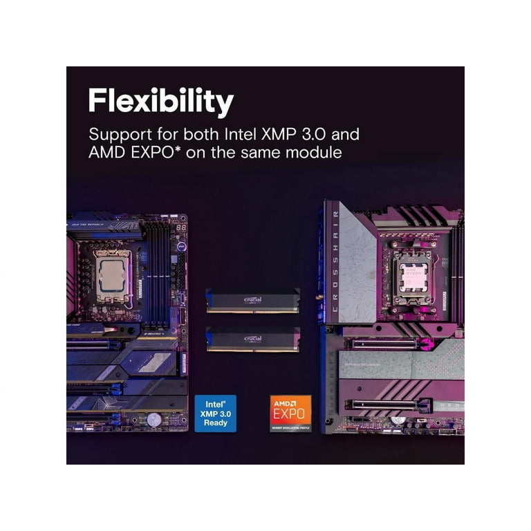 メモリー Crucial DDR5-6400 CP2K32G64C40U5B Crucial Pro OC Gaming 64GB (2x32GB) DDR5 6400MHz C40 UDIMM Intel