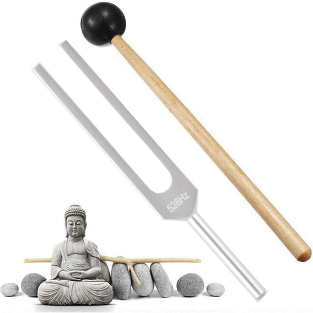 528 Hz Tuning Fork with Silicone Hammer and Cleaning Cloth,Clinical