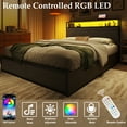 thumbnail image 2 of Fluest Full Bed Frame with 2-Tier Storage Headboard, USB Port and LED Light, 4 Storage Drawers, Grey, 2 of 8