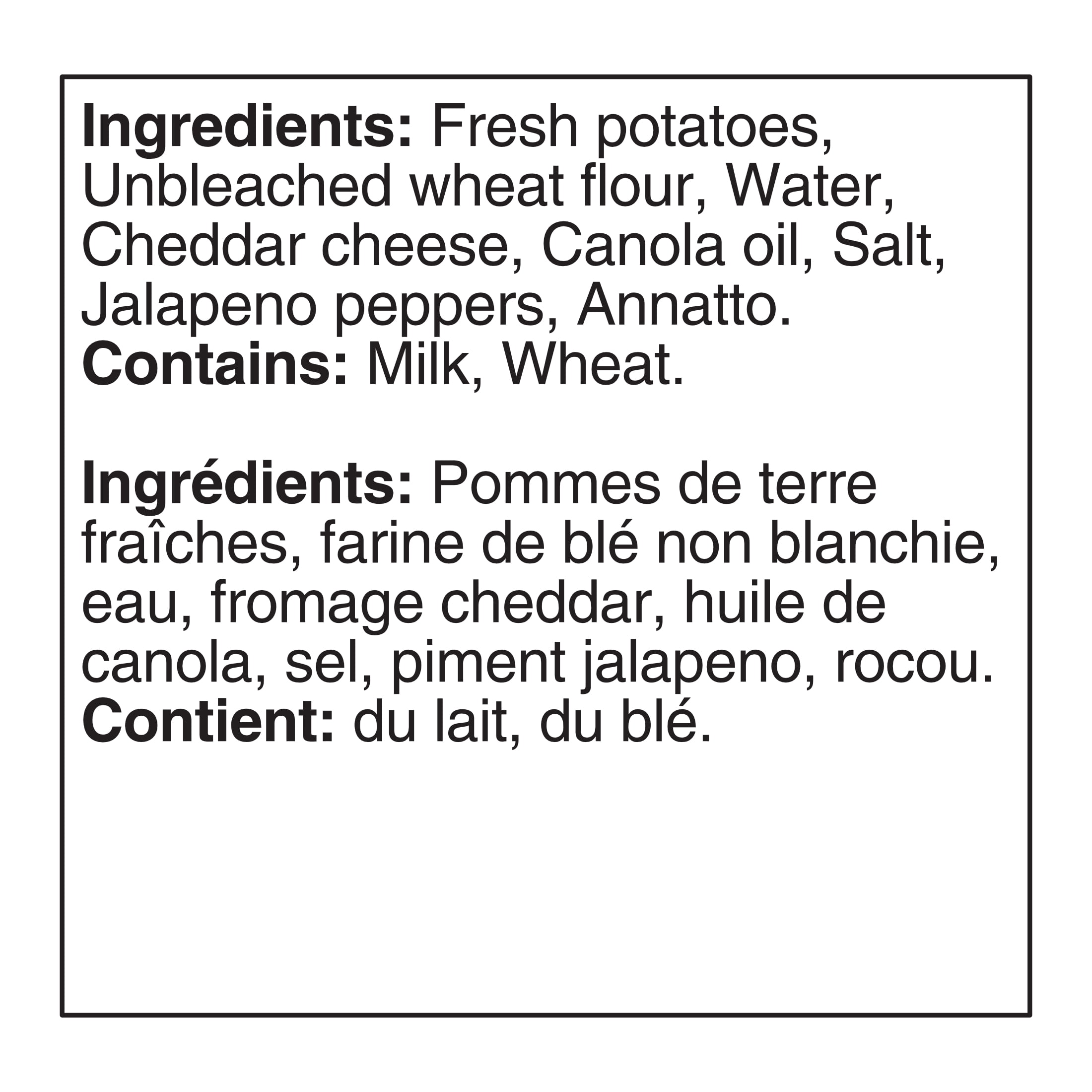 pelmen Pommes de terre au  fromage cheddar et jalapeno Perogies, 500g Sachet MEILLEURS PEROGIES DU MONDE!