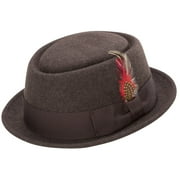 Montique Men's Brown Soft Rabbit Wool Snap Brim Pork Pie Teardrop Dent Hat H52