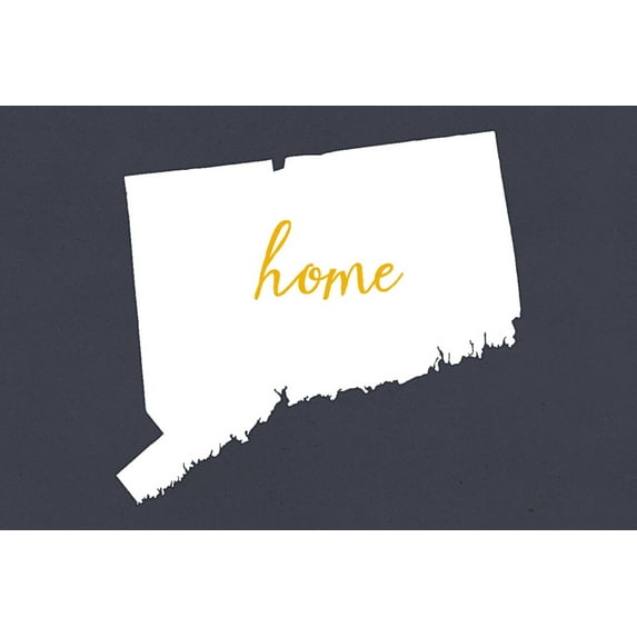 Connecticut, Home State, White on Gray (12x18 Wall Art Poster, Room Decor)