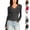 #03 Dark Gray, variant on Women's Fitted Tops V Neck Lace Trim Shirts Long Sleeve Stretchy Soft Lightweight Basic Going Out Versatile Tee, #03 Dark Gray, S