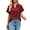 Burgundy, variant on Women Short Sleeve Blouse Notch V Neck Summer Tops Burgundy L