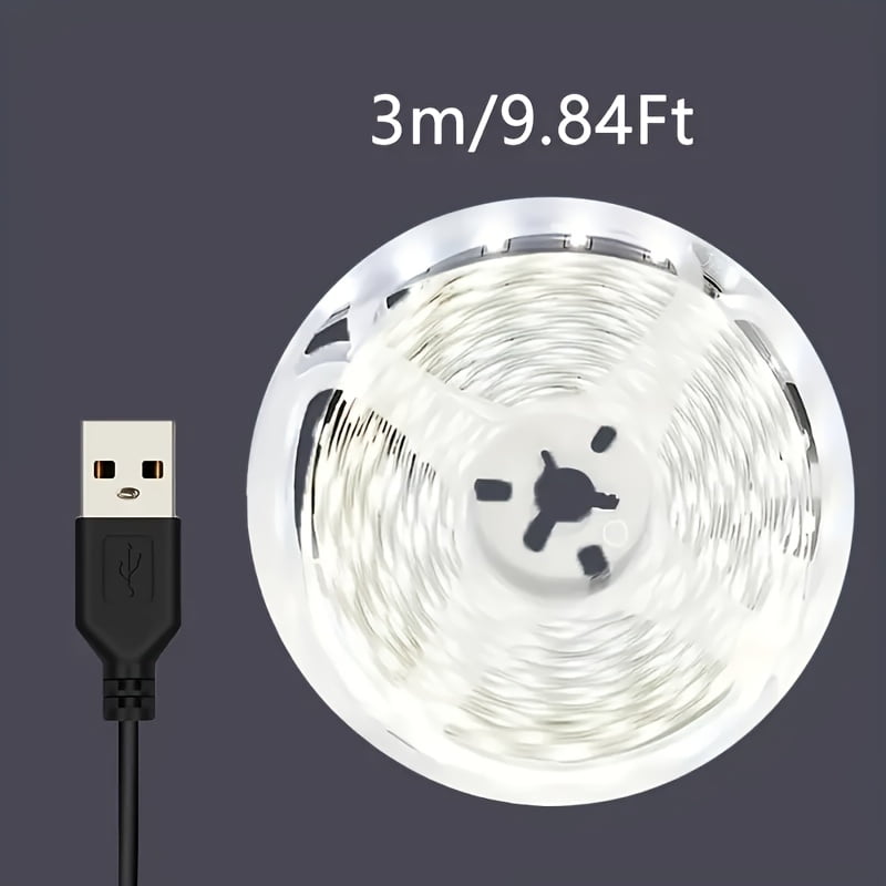 USB Powered LED Strip Lights, Multifunctional Interior Lighting for Mirrors, Cabinets, TV Background - White, No Battery Required, Various Lengths Space Theme, Valentine's Day Decor