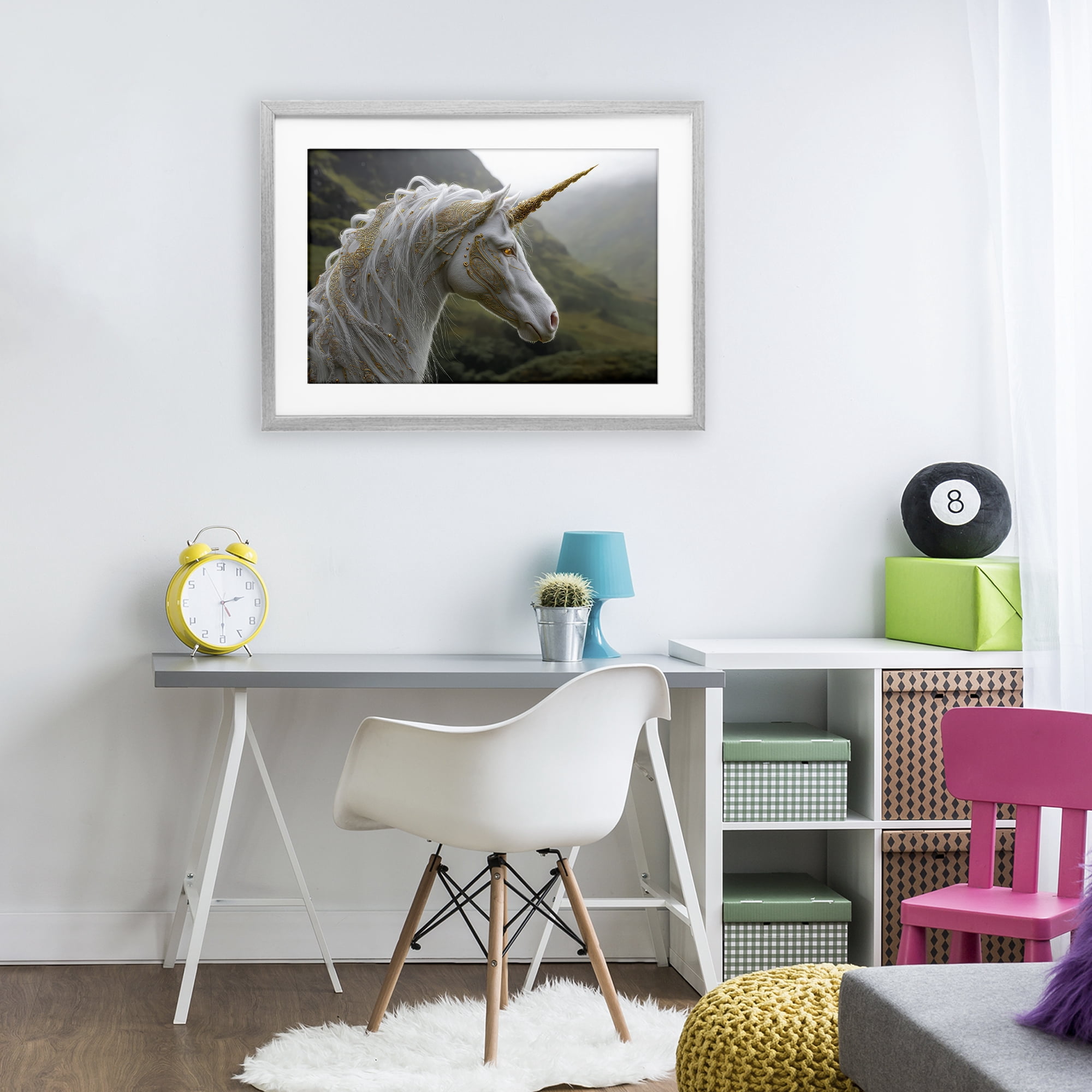 Stupell Industries Ornate Celtic Unicorn Gray Framed Print Under Glass, design by The Wands Want