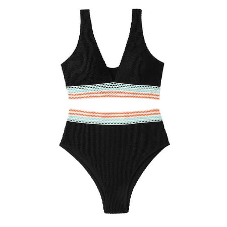 Arnsht Women s High Waisted Bikini Sets Sporty Two Piece Swimsuits Summer Color Block Cheeky High Cut Bathing Suits Black XL