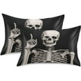 thumbnail image 2 of Coolnut Smiling Skull Satin Pillowcase for Hair and Skin Silk Pillowcase Soft Sleeping Pillow Covers Smooth Cooling Pillowcase with Envelope Closure Size Standard 20x40 in Home Decor Gifts, 2 of 7