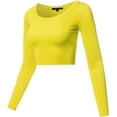 thumbnail image 2 of Women's Basic Solid Stretchable Scoop Neck Long Sleeve Crop Top, 2 of 2