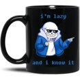 thumbnail image 2 of Lazy And I Know It (Original) Tasse à Café Noire Inspirée du Squelette Undertale, Tasse à Café Cadeau, 2 of 4