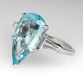 thumbnail image 3 of 925 Sterling Silver Ring Pear Cut Aquamarine Ring Natural Aquamarine Ring March Birthstone Ring Moissanite Accented Ring, 3 of 5