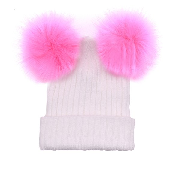 Yesbay Knitted Faux Fur Ball Pom Pom Cute Women Lady Beanie Hat Warm Cap Gift