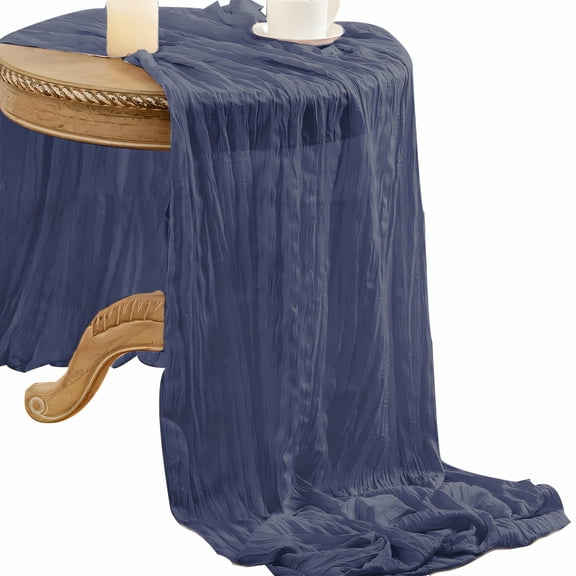 AUQ Summer Table Runner,Polyester Textile Summer Table Runner,Lightweight Breathable Table Runners 72 Inches Long,Blue