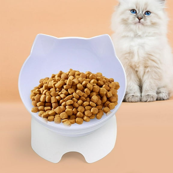 15 degree Tilted Elevated Cat Bowls Feeding Station with Stand Non Raised Dish Water Food Bowls for Indoor Cats, Small Medium Large Dog, Bowl