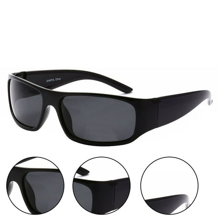 Sporty Wrap Around Sunglasses Titan Black