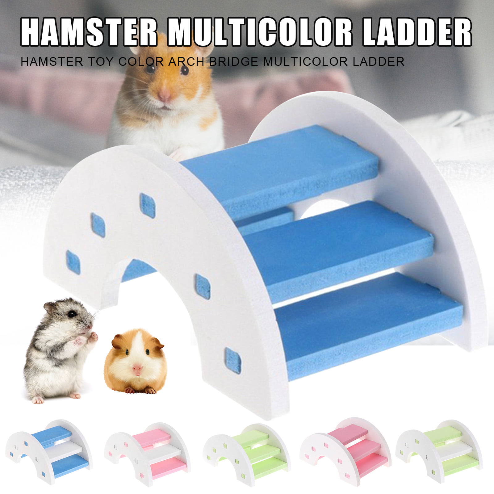 POPETPOP Hamster Wood Climbing Toy Rat Hideout Arch Bridge Mouse Ladder Platform Toys Hamster Entertainment Game for Guinea Pigs Small Animal 