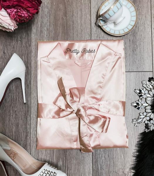 blush pink silk robe