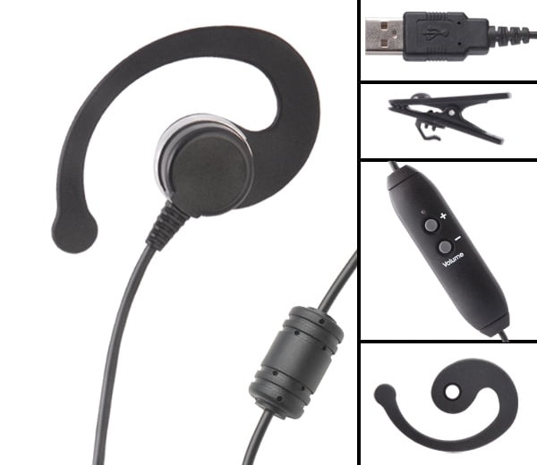 VEC Single Ear USB Headset with volume control