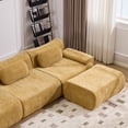 thumbnail image 4 of Modular Sectional Sofa, Chenille Deep-Seat Sofa with 3 Pillows, Extra-Large Compression Design with High-Resilience Foam Core, Smart Self-Recovery Technology and Flexible Space Configuration, Yellow, 4 of 10