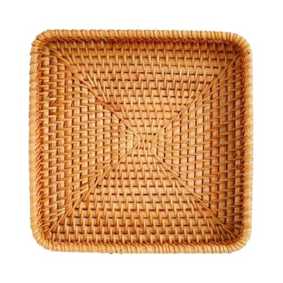 Rattan Serving Tray Rectangular Woven Basket Tray Natural Wicker Decorative Serving Baskets for Organizing Tabletop Kitchen Counter Carbon Steel Baking Pan for Roasting and Meal Prep