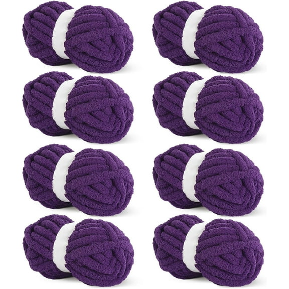 8 Jumbo Pack (27 yds,8 oz Each Skein) Sage Green Chunky Chenille Yarn for Crocheting, Bulky Thick Fluffy Yarn for Knitting,Super Bulky Chunky Yarn for Hand Knitting Blanket, Soft Plush Yarn,