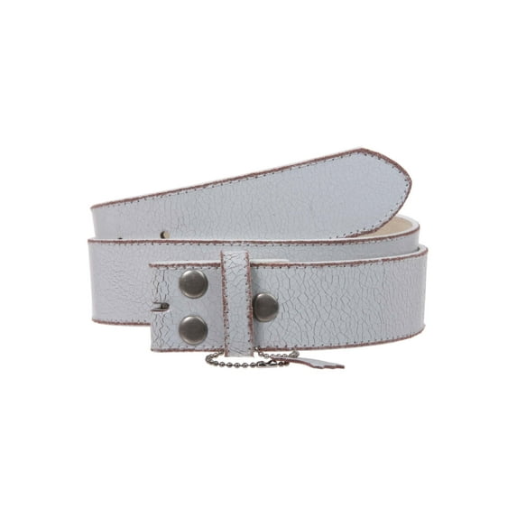 Snap On Plain Crack Print Stitching Edged Vintage Leather Replacement Belt Strap