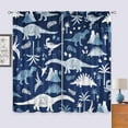 thumbnail image 3 of Cartoon Kids Blue Grey Dinosaur Curtains 42Wx63H Inch Rod Pocket Boys Cute Dino Safari Wildlife Child Funny Animal Palm Tree Printed Living Room Bedroom Window Drapes Treatment Fabric 2 Panel, 3 of 4