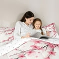 thumbnail image 5 of jejeloiu Cherry Blossom Queen Comforter Set,Japanese Floral Bedding Sets,White Pink Bedding Comforter Set For Girls Kids,Luxury Bedroom Decor Reversible,3-Piece, 5 of 8