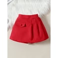 thumbnail image 6 of Suealasg Kids Girls Outfits Contrast Color Solid Color Short Sleeve Button Shirt and Shorts Skirt Set 1T 2T 3T 4T 5T 6T Little Girls 2 Piece Summer Clothes Set, 6 of 9