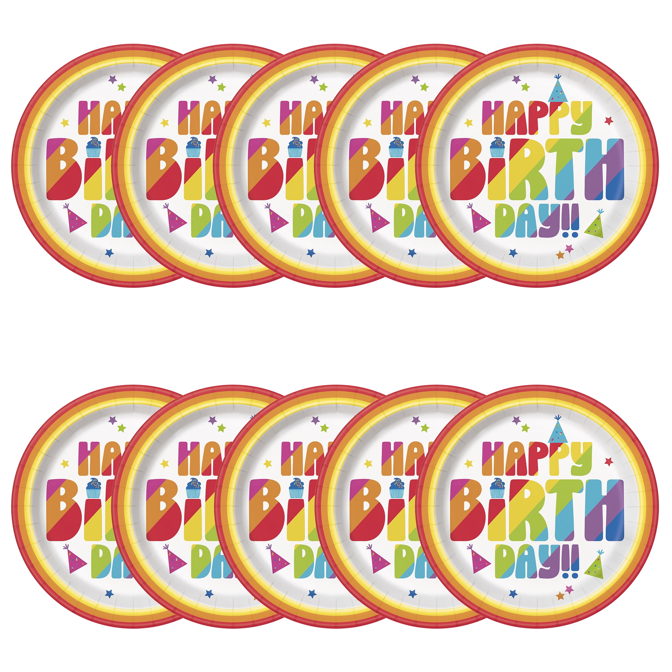 10 Count 9IN Colorful Party Multicolor Disposable Dinner Plates by Way to Celebrate