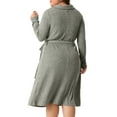 thumbnail image 4 of DARING DIVA Plus Size Ribbed Sweater Half Zip Front and Tie Waist Dress 1X Grey, 4 of 6