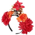 thumbnail image 4 of KAKOWELY Diadema de Halloween para el Día de los Muertos, diadema de esqueleto con flores artificiales para cosplay, accesorio para el cabello para fiesta de Halloween para mujer, 4 of 5