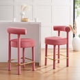 thumbnail image 2 of Counter Stool Chair, Set of 2, Pink Gold, Velvet, Bar Pub Cafe Bistro Dining Kitchen Hospitality Restaurant, Modern Contemporary Boutique HB36131, 2 of 11