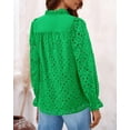 thumbnail image 2 of Blusa PRETTYGARDEN para Mujer con Cuello en V, Manga Abullonada de Encaje, Verde, Talla S, 2 of 6