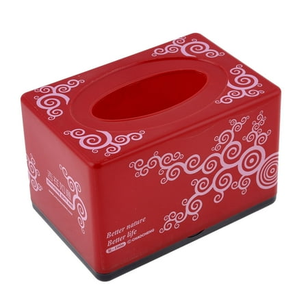 Unique Bargains Vehicle Decor Red White Plastic Rectangle Tissue Paper Case Napkin Box Case